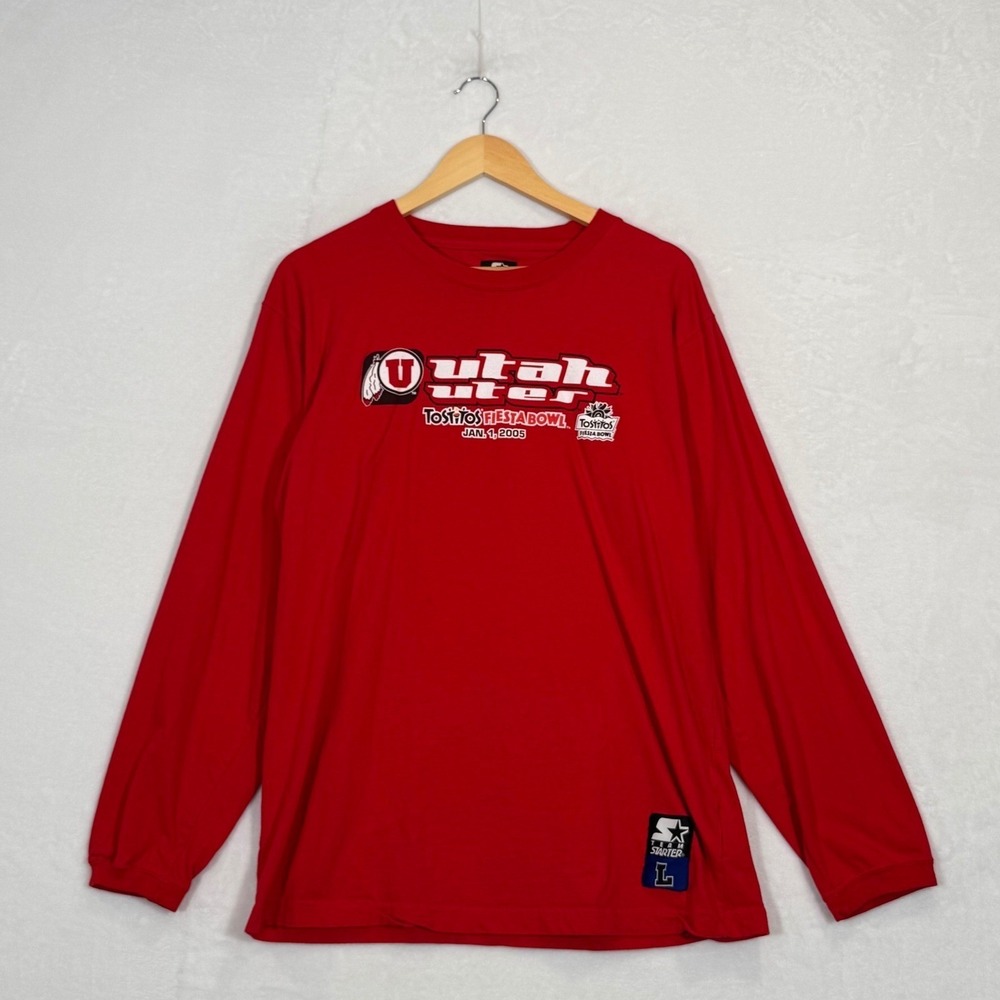 Vintage Starter Red Utah Utes Tostitos Fiesta Bowl Shirt Large